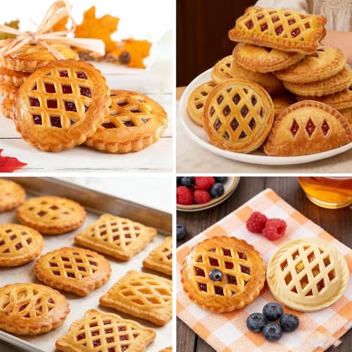 3Pcs Mini Hand Pie Molds - Dough Presser Pocket Pie Molds for Baking - One Press Pie Maker Set for Thanksgiving Christmas Party Potluck with Dumplings and Cookies Shapes - color: White