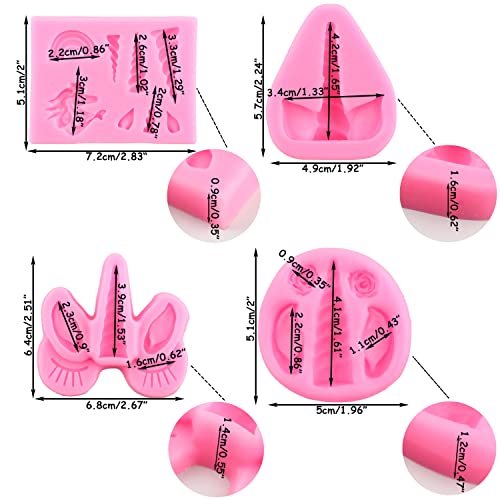 Mujiang Unicorns Silicone Mold Unicorns Ears Horn Fondant Molds Set Of 4