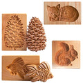 4 Pieces Wooden Cookie Molds Biscuit Carved Wooden Mould DIY Cookie Stamps Cookie Cutter Funny 3D Press Embossing Mold Animal Pattern Baking Tool - color: Animals 4PCS set