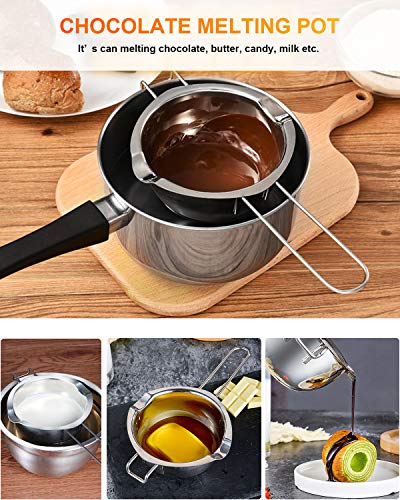 Stainless Steel Double Boiler Pot 600ml for Melting Chocolate,Candle Making - color: Silver Handle, size: 600ML