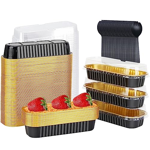 LNYZQUS Mini Loaf Pans with Lids 100 Pack, 6.8oz Small Cake Tins - color: Black, size: 6.8 oz