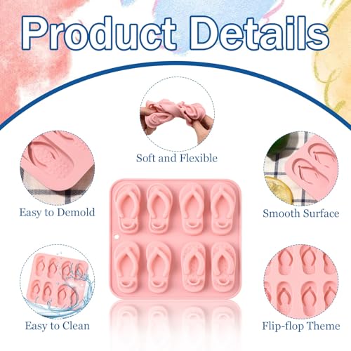 Airssory 2 Pcs Flip Flop Silicone Mold 16.5x15.7x1.7cm Pink Baking Candy Mold for Soap Making Resin Clay DIY Craft Chocolate - color: Flip Flop Silicone Molds