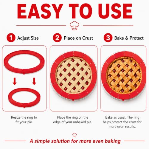 Adjustable Silicone Pie Crust Shield Edge Protector 2 Pcs Red - color: Red