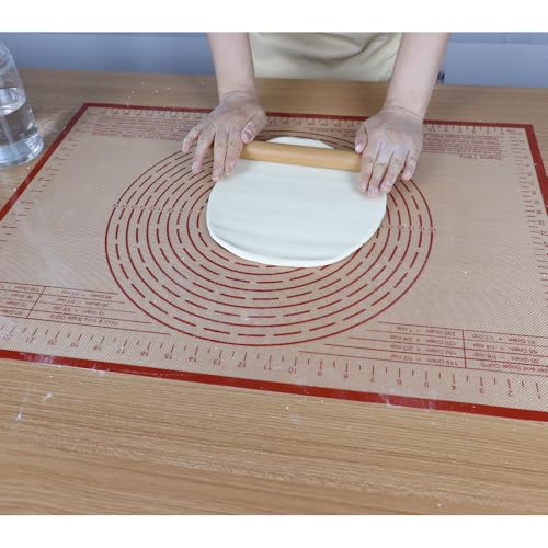Silicone Pastry Mat 34X26 inch Baking Mat Large Dough Mat with Measurements - color: Red, size: 26"L x 34"W