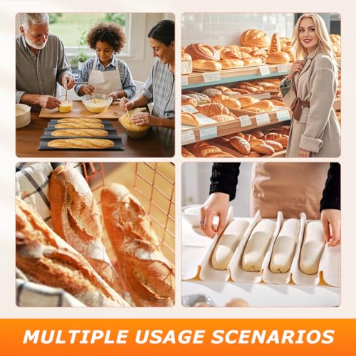 Baguette Pan Set, 4 Loaf Perforated French Bread Baking Pan Kit Set