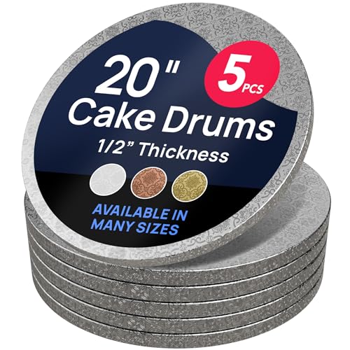 O'Creme Round Cake Drum Board, Silver Foil, 20 Inch, 1/2 Thick - color: Silver, size: 20"