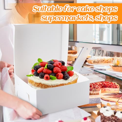 Ireer 50 Pack White Cake Boxes 14 x 14 x 6 Inch Cake Transport Container - size: 14 x 14 x 6 Inch
