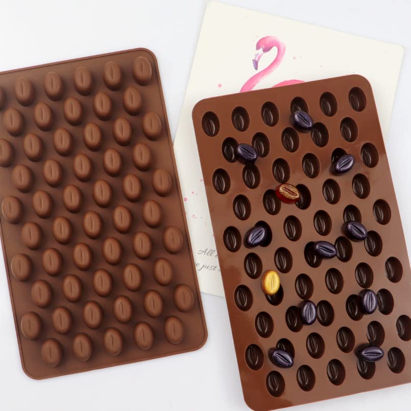 2 Pack, Cute Coffee Bean Shaped Silicone Chocolate Candy Cake Mold - color: 2 pack Coffee Bean