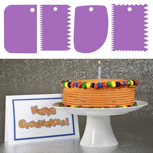 Cake Scraper, 6 Pcs Cake Smoother Scraper, Dough Scraper Purple - color: Purple