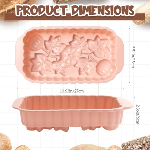 Vesici 3 Pcs Fall Thanksgiving Silicone Loaf Pans, Pumpkin Bread, 6-cup