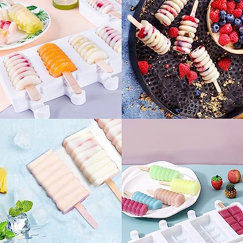 2 pcs Popsicle Molds, small 4 Cavities Cake Pop Silicone Molds Ice Cream Cakesicle Molds for DIY Popsicle with 100 Wooden Sticks - size: M