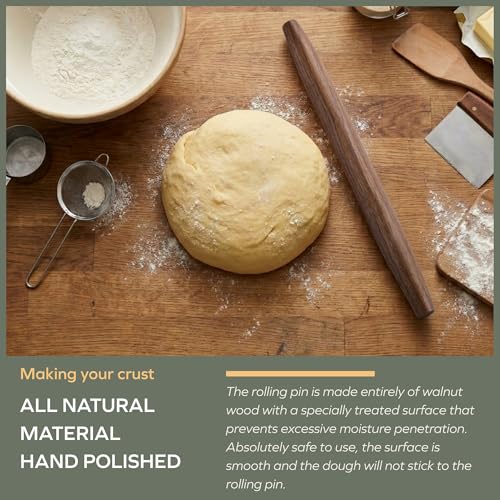 muso wood Wooden Rolling Pin for Baking, Walnut Wood Tapered Rolling Pin - color: 15.75in Walnut Rolling pin