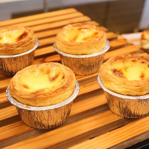 5 Oz Aluminum Foil Baking Cups 150 Pack, Disposable Ramekins Aluminum Cupcake Muffin Liners Silver Foil Baking Cups for Egg Tart, Baking, Cupcake, Pudding, Appetize - size: Silver-5OZ-150Pack