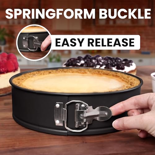 Zulay Kitchen Premium 9 Inch Springform Pan Nonstick Cheesecake Pan with Removable Bottom, Leak-Proof Design, No Need for Parchment Paper – For Baking Cakes, Cheesecakes, Pies - Easy to Clean (Black)