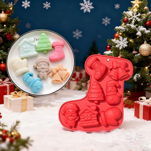 3 Pack Christmas Silicone Molds,Soap Molds for Handmade Soap,Chocolate, Jello,Snowman, Candy and Candles - color: 3pcs-Christmas Molds