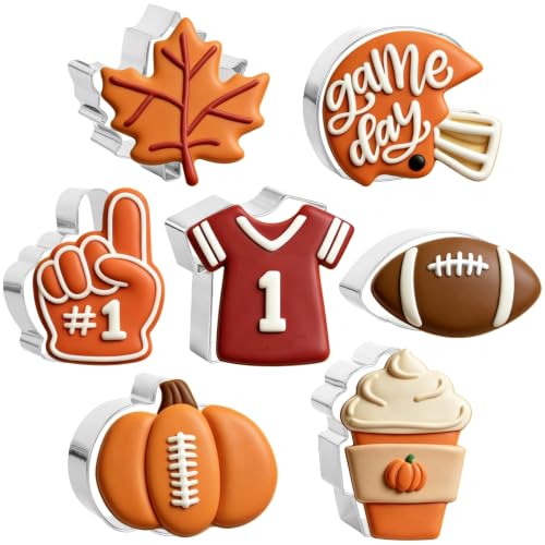 JarThenaAMCS 7Pcs Fall Thanksgiving Football Cookie Cutters Set