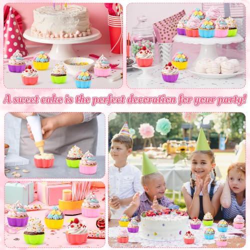 R HORSE Mini Silicone Cupcake Molds, Multi Flower-Shaped Baking Cups - color: Rose