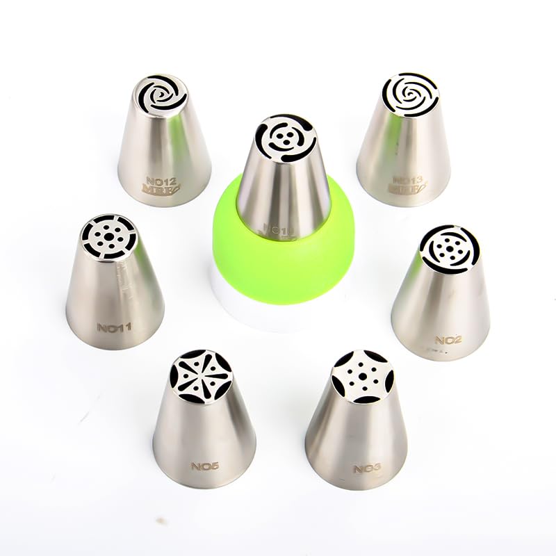 Stainless Steel Small Russian Tulip Flower Icing Tips Kit, 8 Pcs Set - color: SILVER HB0343B