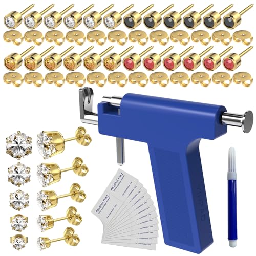 69 pcs Ear Piercing Gun, Reusable Ear Piercing Kit - color: gold