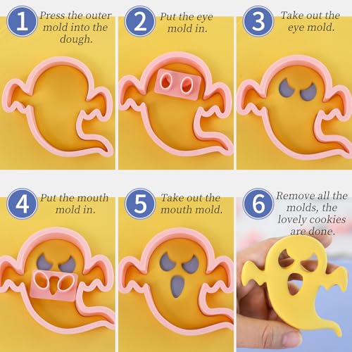 10Pcs Halloween Ghost Cookie Cutters DIY Mix Match Ghost Face Baking Molds - color: Halloween L-10