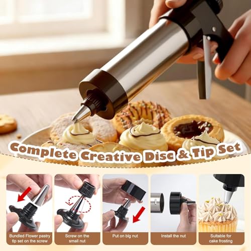 Cookie Press Gun Kit- Stainless Steel Cookie Shooter