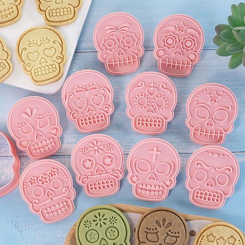 10Pcs Sugar Skull Cookie Cutter Halloween Day of the Dead Baking Tools - color: Halloween O-10