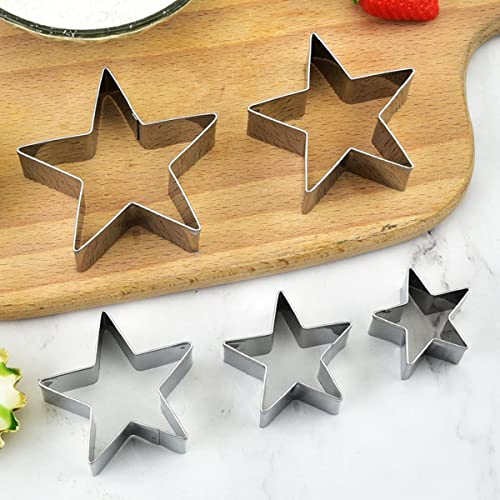 Lchen Stars Cookie Cutters 5 Stars Stainless Steel Biscuit Cutters for Baking Molds Set (Star) - color: Star