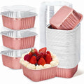 100Pack 5oz Champagne Mini Cake Pans with Lids Baking Cups Aluminum Foil Pans Tins, Individual Dessert Cups Containers for Sales,Party,Picnics - color: Champagne