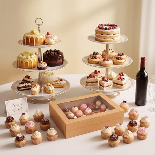 10 Pack Brown Cupcake Boxes for 24 Standard Cupcake with Window - color: Brown