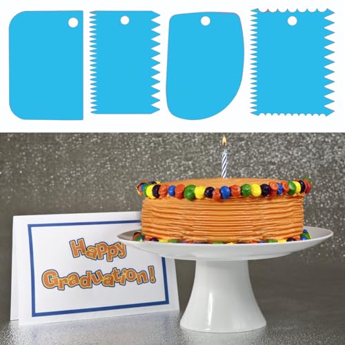 Cake Scraper, 6 Pcs Cake Smoother Scraper, Dough Scraper Blue - color: Blue