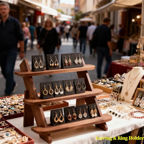 Wooden Display Stand, Tiered Cupcake Stand, 3 Tier Display Stand Riser - color: Walnut-3Tier