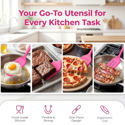 Small Silicone Spatula Set, Mini Spatula Heat Resistant for Serving, Baking - color: Pink