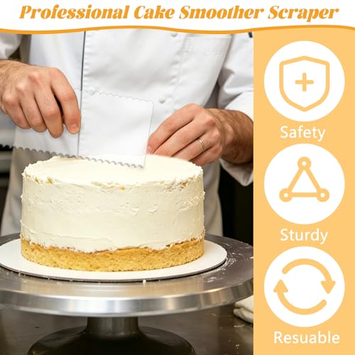 LNAUJS 6-Piece Clear Acrylic Cake Scraper Set – Icing Smoother & Edge Comb for Buttercream Frosting, Cake Decorating Supplies, Mousse, and DIY Baking Tools