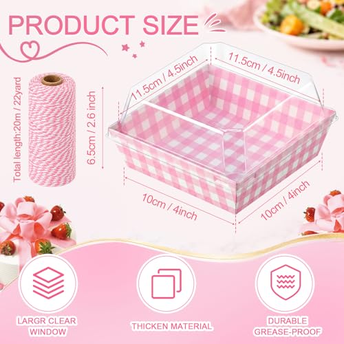 Jetec 150 Charcuterie Boxes with Clear Lids 4" Bakery, Pink White - color: Pink White