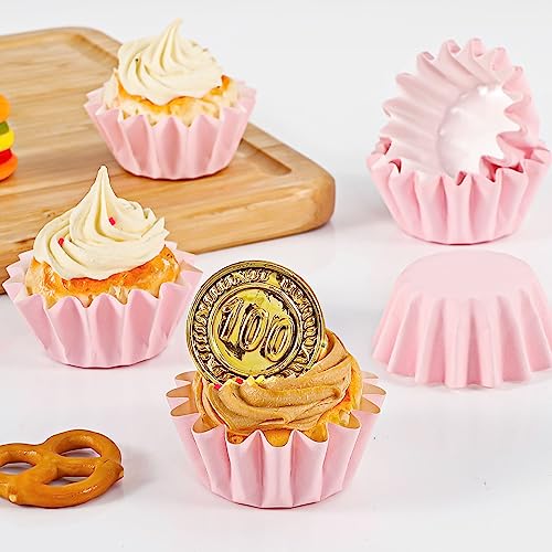 Caperci Heavy Duty Pink Mini Cupcake Liners Small Muffin Baking Cups 200pcs - color: Pink