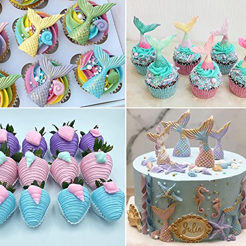 Seashell Silicone Molds, AIMEIKI 5 Pack Marine Theme Cake Fondant Silicone Molds Seashell Conch Starfish Baking Molds for Decorating Cake Candy Chocolate DIY Craft Projects - color: Marine Theme Molds