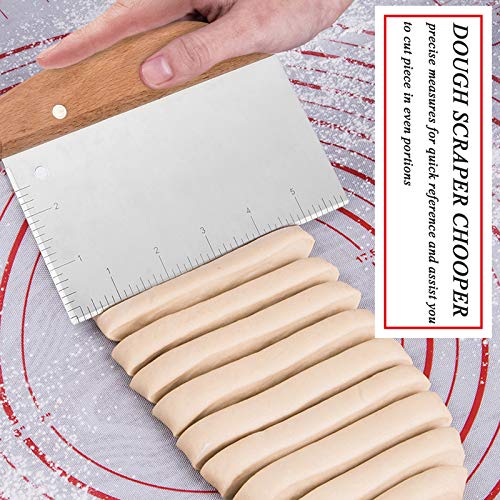 HaSteeL Bench Dough Scrapers, Stainless Steel Griddle Scraper Pastry Cutter - color: Wooden Handle
