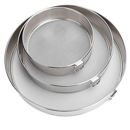 Flour Sifter, Stainless Steel Round Flour Sieve Strainer Drum Sieve 3 Pack Flour Sifter for Baking Fine Mesh Strainers for Bake Cakes