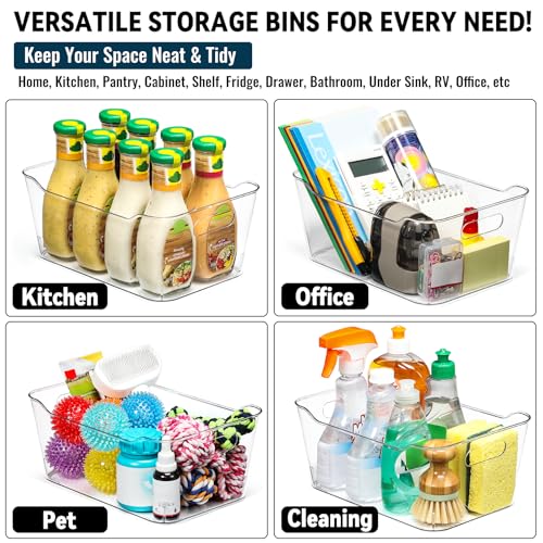 12 PACK Multi-Use Clear Storage Bins, Pantry Kitchen Cabinet Organizer Bins - size: Medium