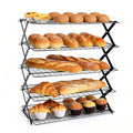 5 Tier Collapsible Cooling Rack, 2/3/4/5-Tier Upgraded,Adjustable ＆ Stackable Baking Rack, 5 Modes Cooling Racks for Cooking and Baking, Roasting ＆ Grilling Gifts for Picnic Party - color: Black