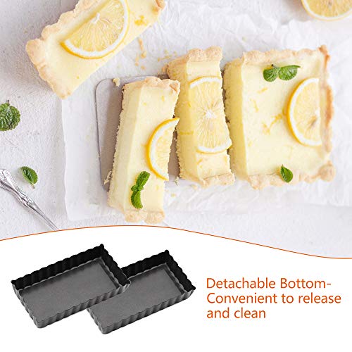 Mini Tart Pan Set of 6 Rectangular Non-Stick 4 Inch Quiche Pan Loose Removable Bottom Tart Pan for Pies, Quiche Bakeware, Cheese Cakes, Desserts - color: 4-Inch Rectangular