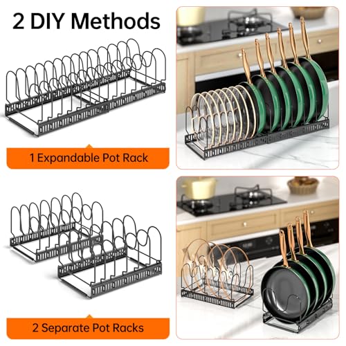 MUDEELA Expandable Pot Pan Lid Organizers inside Cabinet, 14 Divider-Black - color: Black, size: 14 Dividers