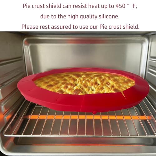 2PCS Adjustable Baking Pie Crust Shield Protector Cover for Edges of Pie - 8-inch to 11.5-inch (Red Blue) - color: Red Blue