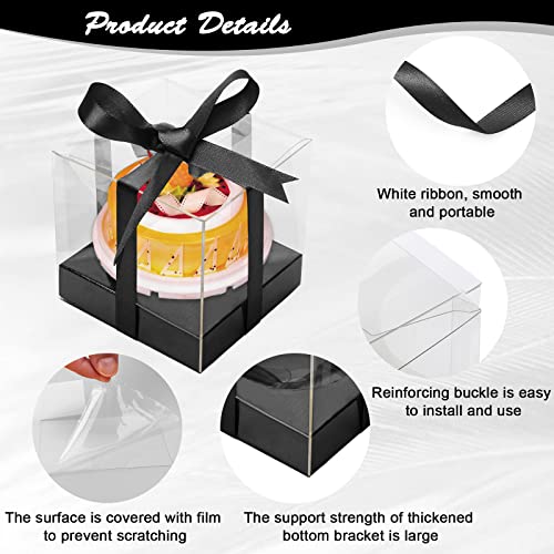 12 PCS Clear Cupcake Boxes 3.5 Inch Cupcake Containers (Black) - color: Black