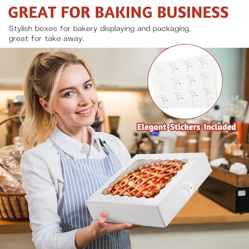 ZORRITA White Pie Boxes with Window, 20 Pack, 10" x 10" x 2.5" - size: 10"L x 10"W x 2.5"H