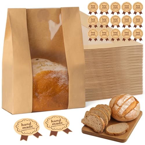 FUNFERY Sourdough Bread Bag for Home Made Bread with Cute Sticker-200 Pcs - color: Regular Sticker, size: 200 Pack