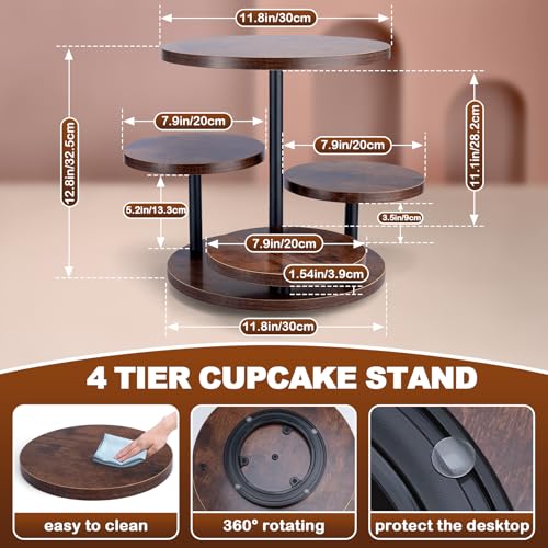 ZMCYNG Cupcake Stand, 4 Tier Round Wood Cupcake Tower Stand for 50 Cupcakes