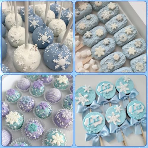 Christmas Snowflake Fondant Mold, 7 Pcs Winter Snowflake Silicone Molds - color: 7 Pcs Snowflake Silicone Molds, Pink