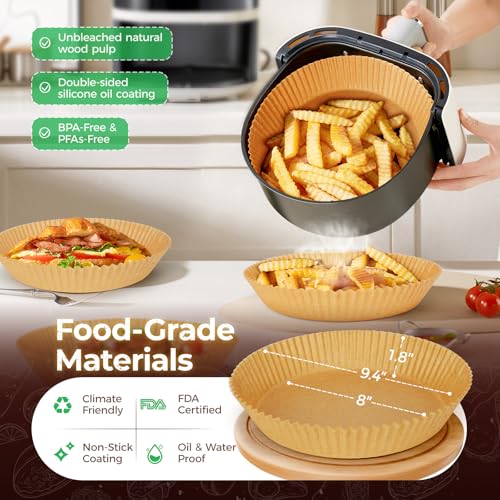 Ctizne Round Air Fryer Paper Liners Disposable 305Pcs - size: 8 inches Round