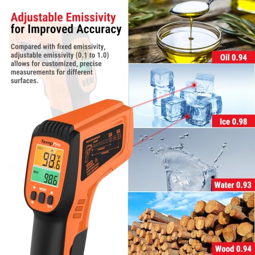 TempPro TempScan Infrared Thermometer Gun with 2 Laser for Pizza Oven Grill - style: 2-Laser & D:S 16:1